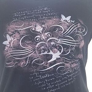 T shirt Black short sleeve crew neck cotton stretch Sonoma medium graphic print